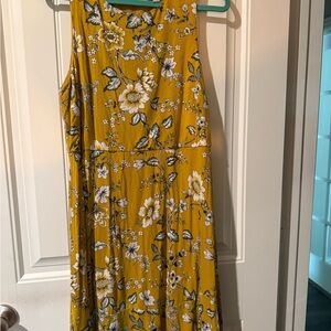 LOFT Yellow Sleeveless Scoop Neck Sundress